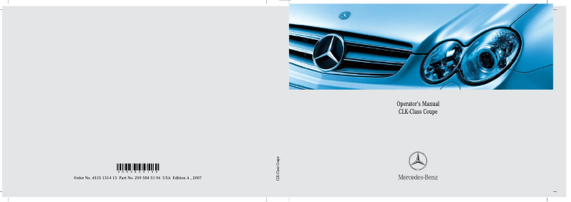 Page 1 de la notice Manuel utilisateur Mercedes-Benz CLK Coupe (2007)