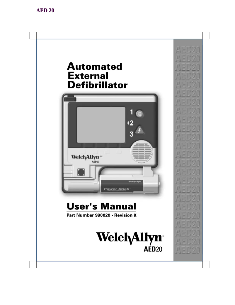 Page n°1 - Manuel utilisateur Welch Allyn AED 20