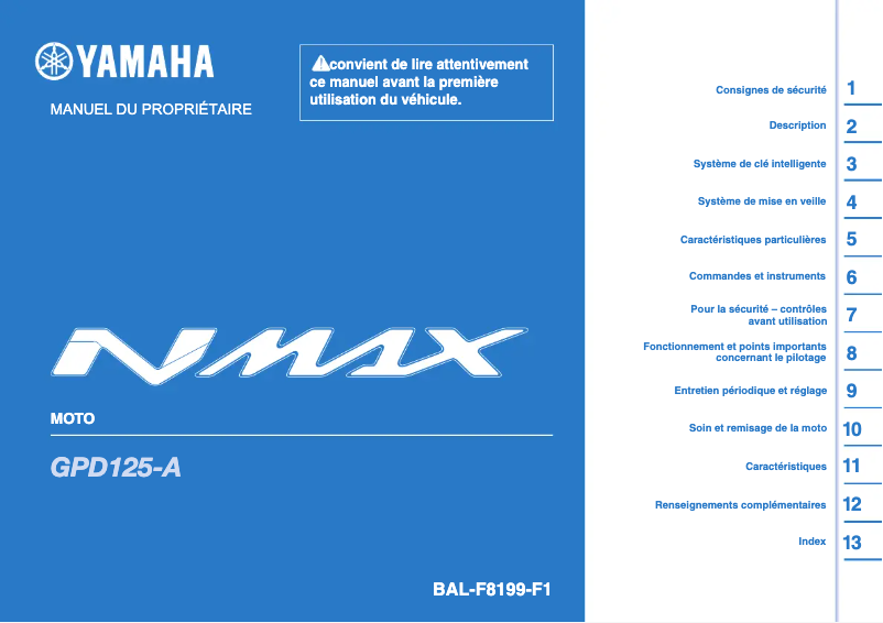 Page 1 of the manual User Manual Yamaha NMAX 125 (2022)