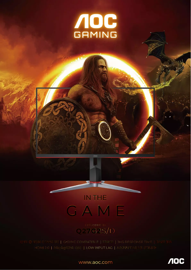Page 1 de la notice Brochure AOC Q27G2S