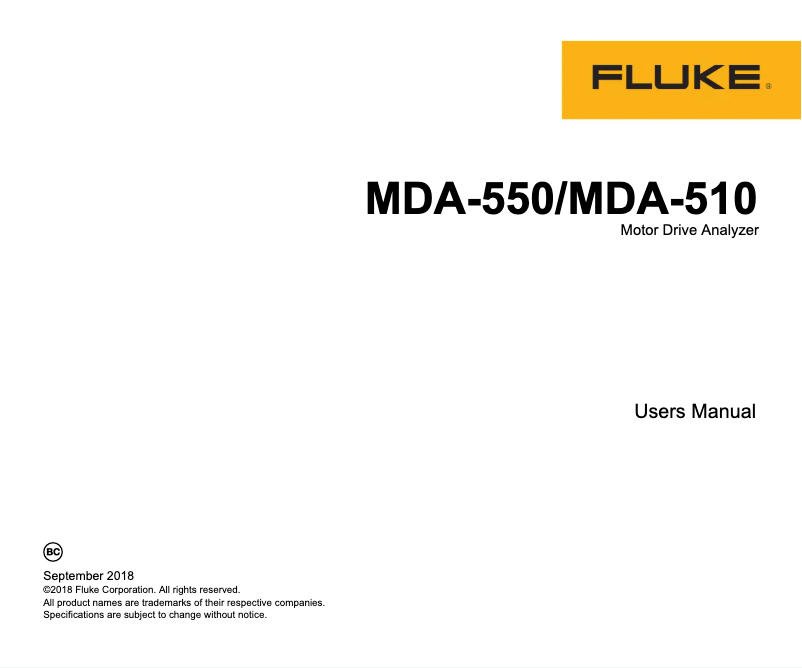 Page 1 de la notice Manuel utilisateur Fluke MDA-510