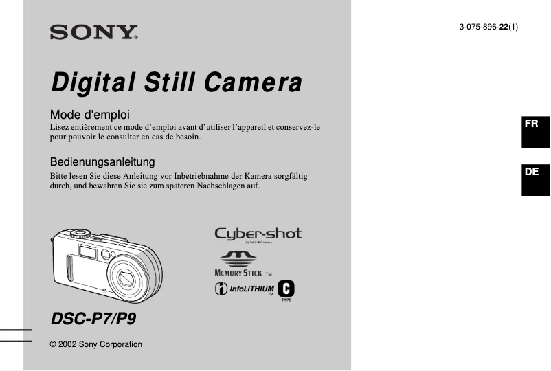 Page 1 de la notice Manuel utilisateur Sony Cybershot DSC-P7