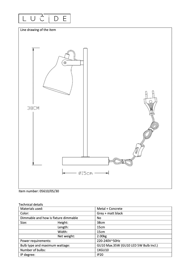 Image de la première page du manuel de l'appareil Concri led 05610/05/30