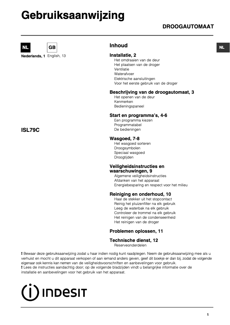 Image de la première page du manuel de l'appareil ISL 79 CB