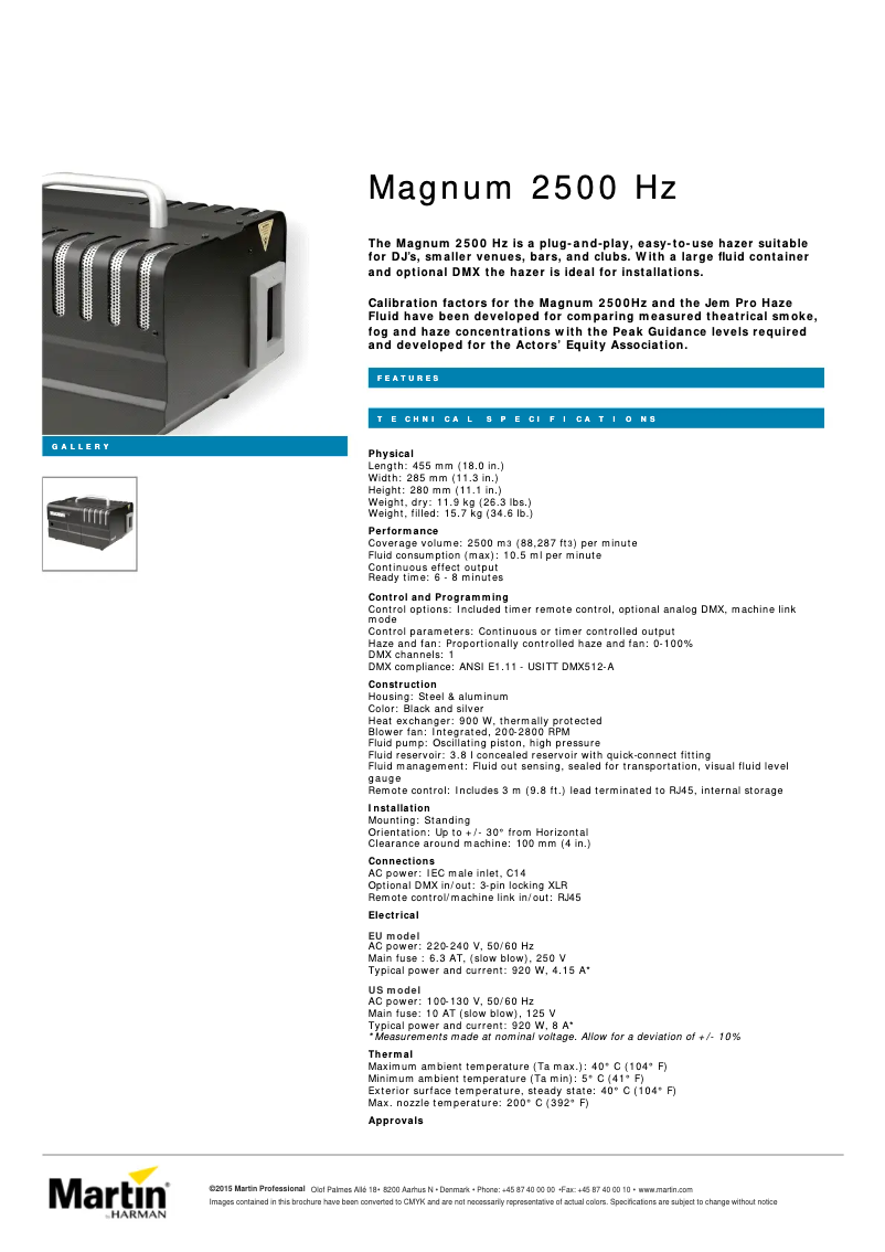 Image de la première page du manuel de l'appareil Magnum 2500 Hz
