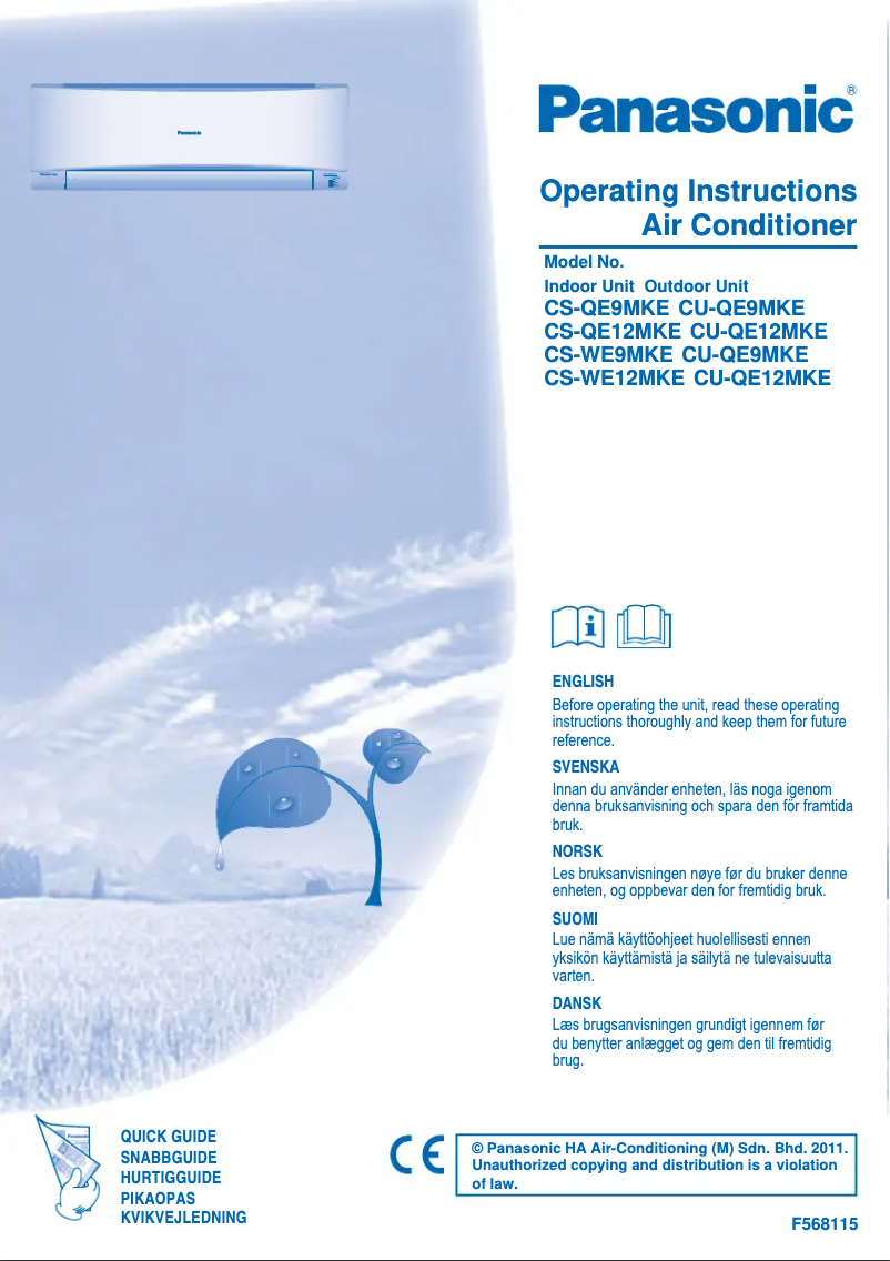 Page 1 de la notice Manuel utilisateur Panasonic CS-WE12MKE