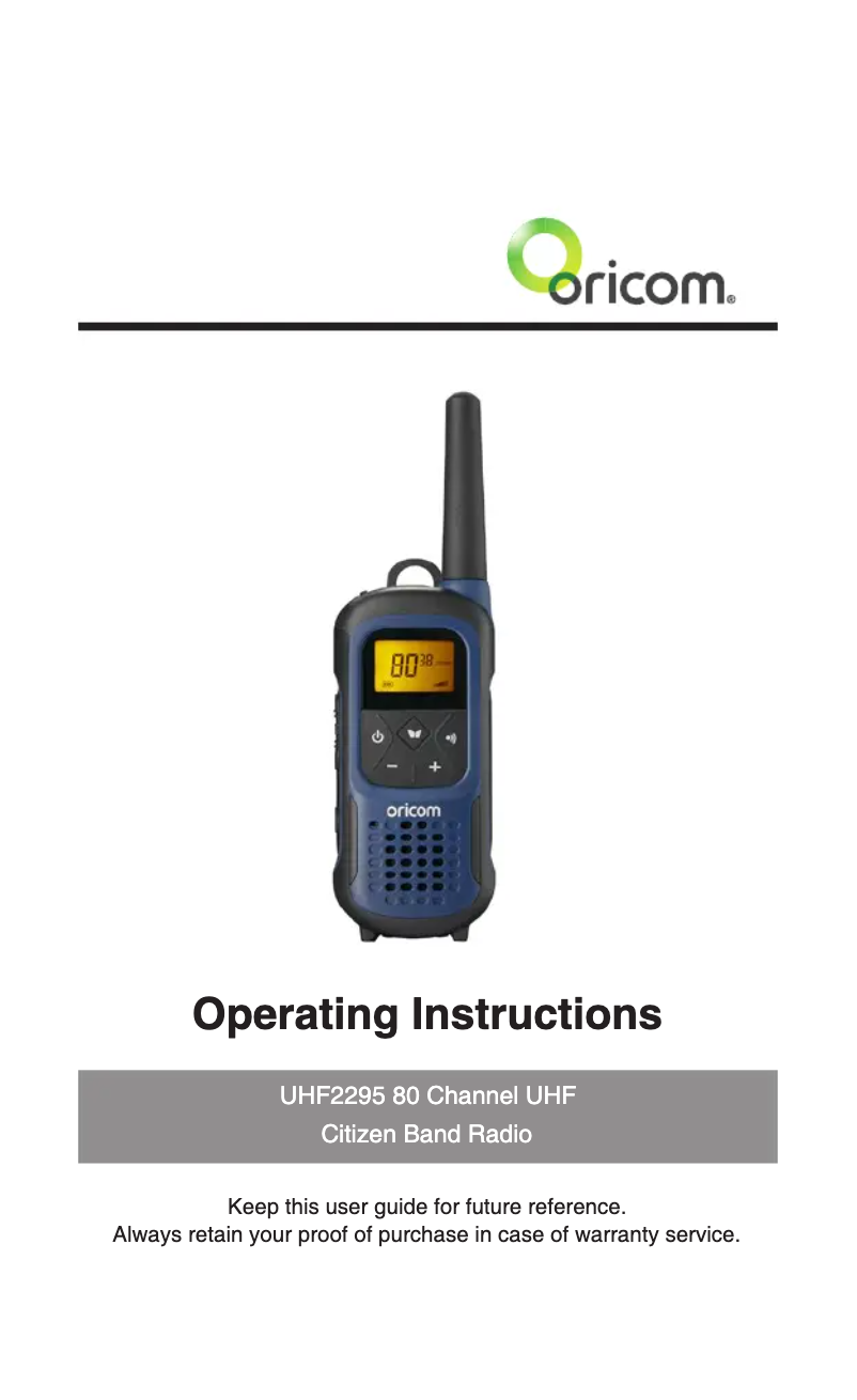 Page 1 de la notice Manuel utilisateur Oricom UHF2295