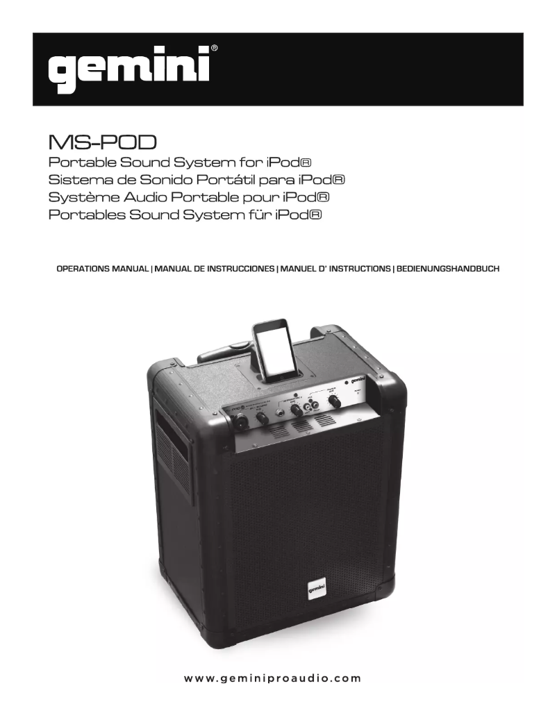 Page 1 de la notice Manuel utilisateur Gemini MS-POD