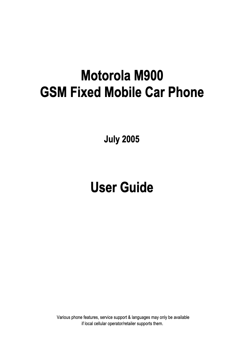 Page n°1 - Mode d'emploi Motorola M900