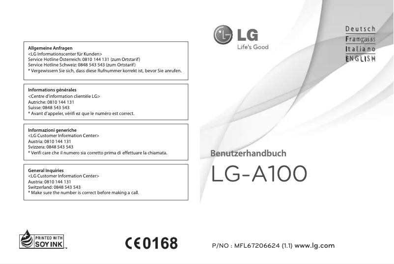 Page n°1 - Manuel utilisateur LG A100