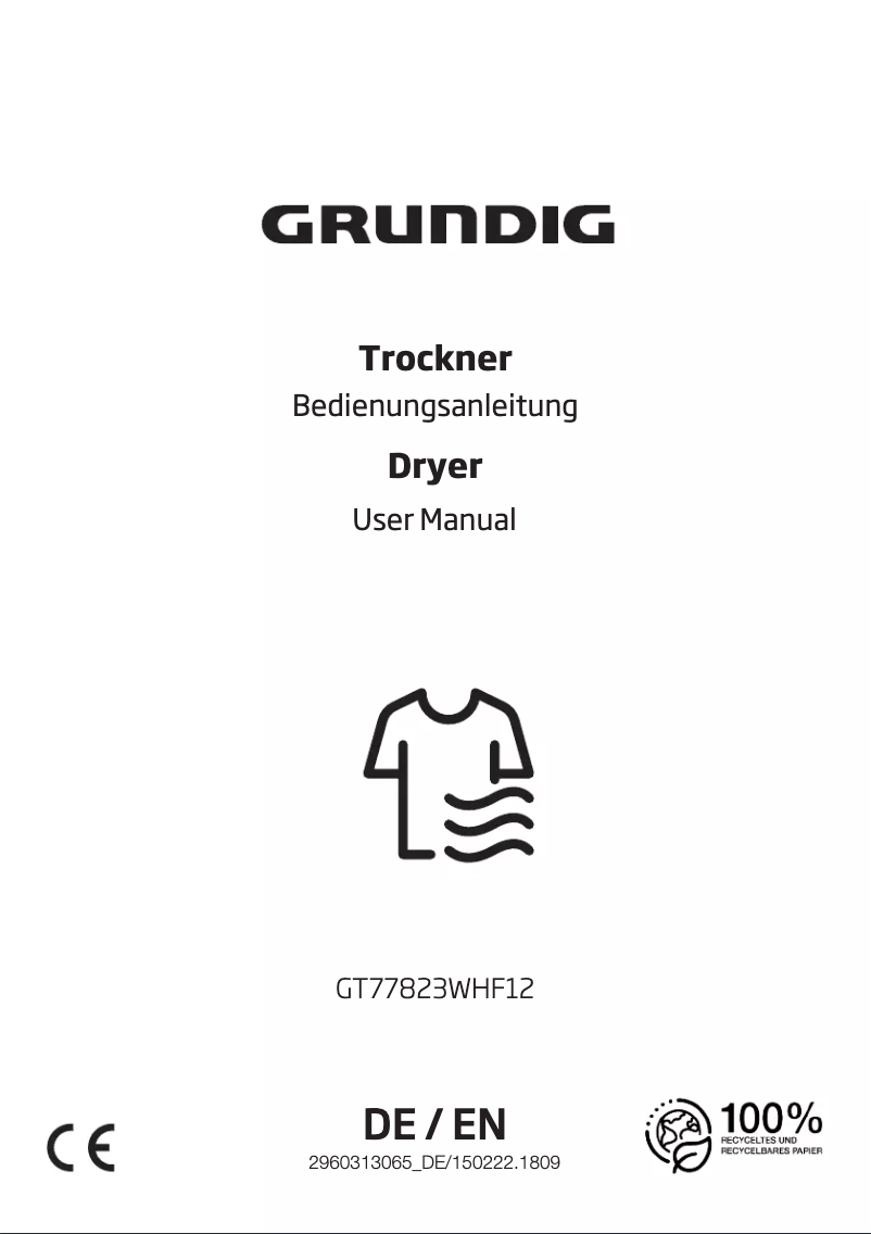 Image de la première page du manuel de l'appareil GT77823WHF12