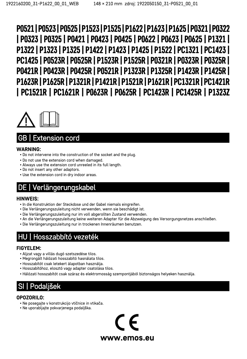 Page 1 de la notice Manuel utilisateur Emos P1622