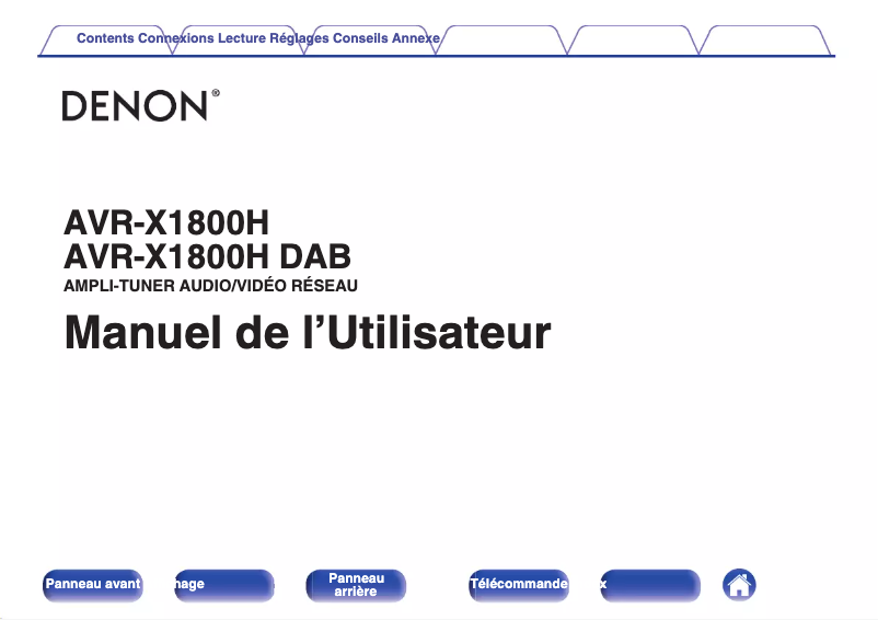 Image de la première page du manuel de l'appareil AVR-X1800H DAB