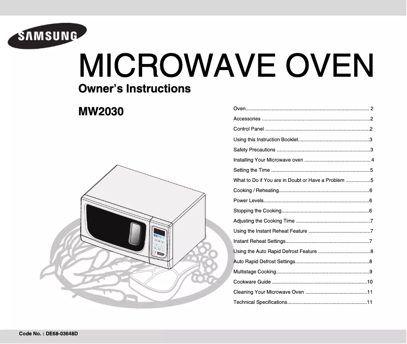 Page n°1 - Manuel utilisateur Samsung MW2030