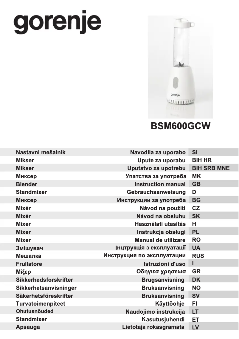 Page n°1 - Manuel utilisateur Gorenje BSM600GCW