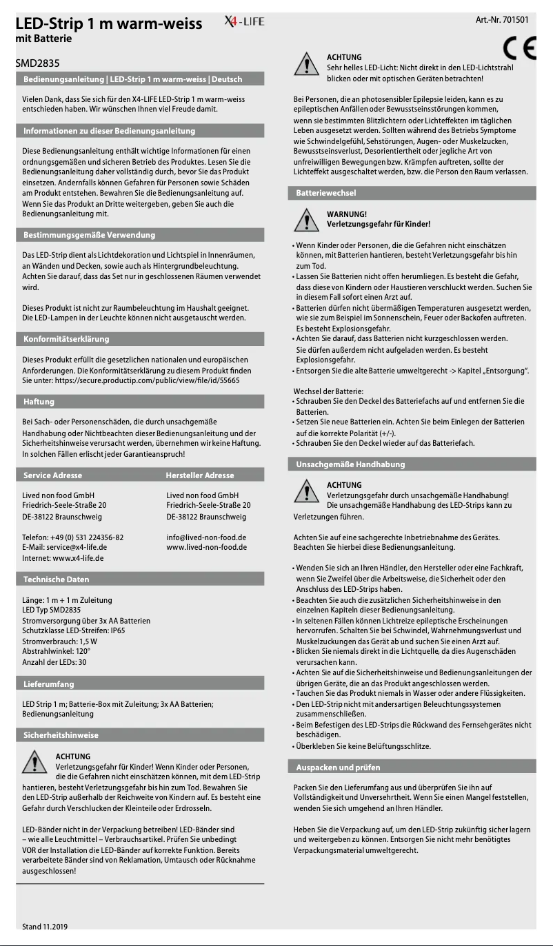 Page n°1 - Manuel utilisateur X4 Tech SMD2835