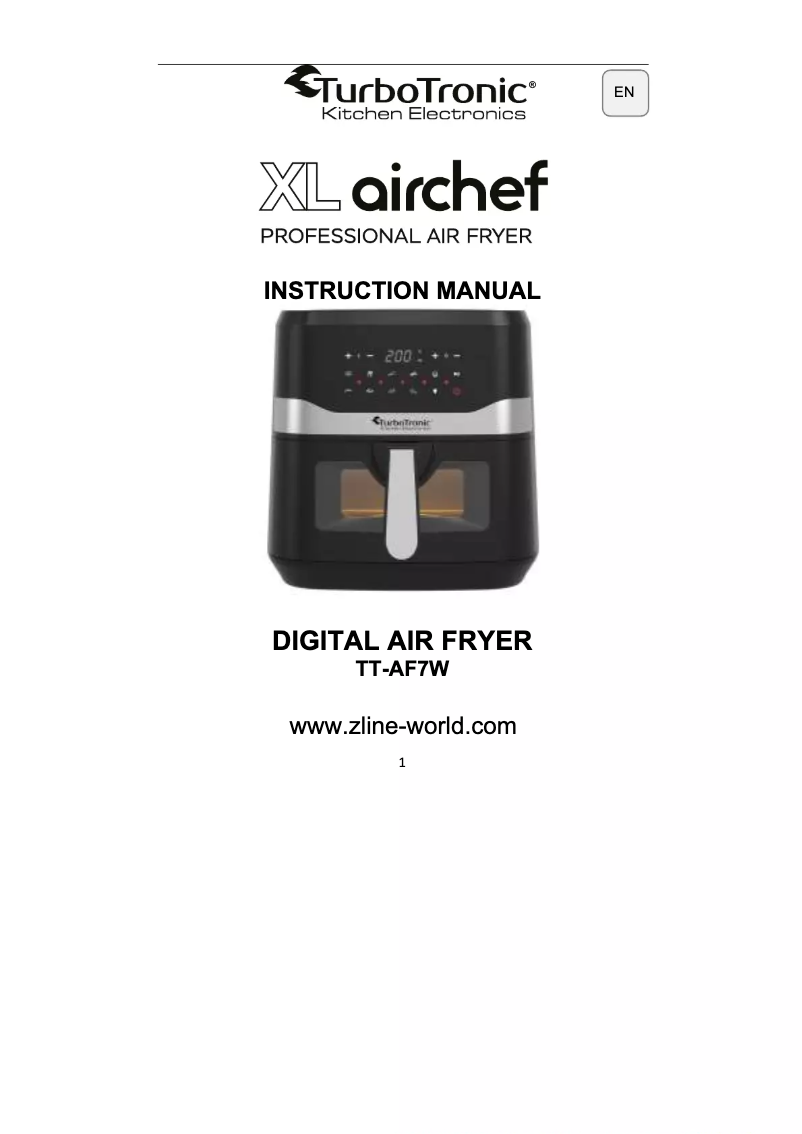 Image de la première page du manuel de l'appareil XL Airchef TT-AF7W