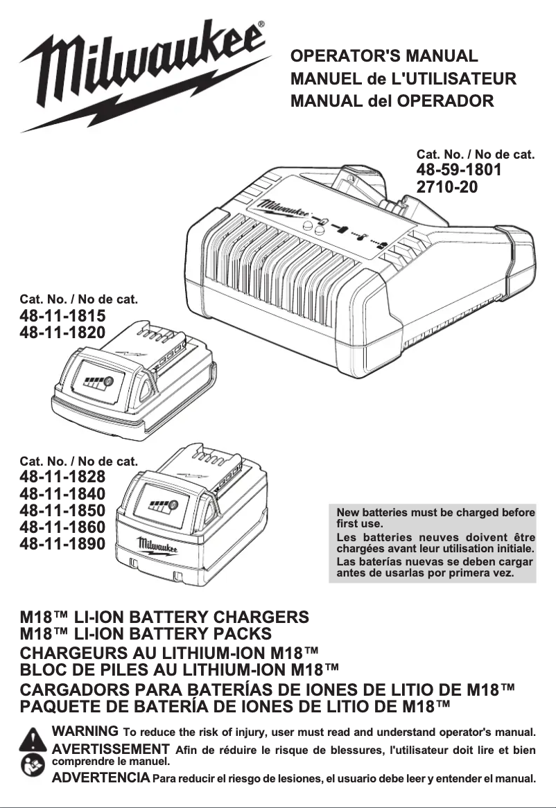Page 1 de la notice Manuel utilisateur Milwaukee 48-11-1822