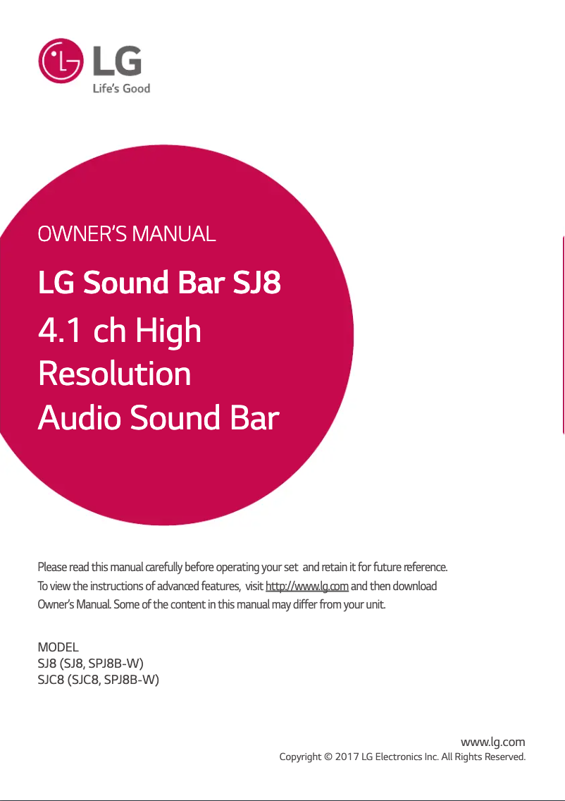 Image de la première page du manuel de l'appareil SJC8