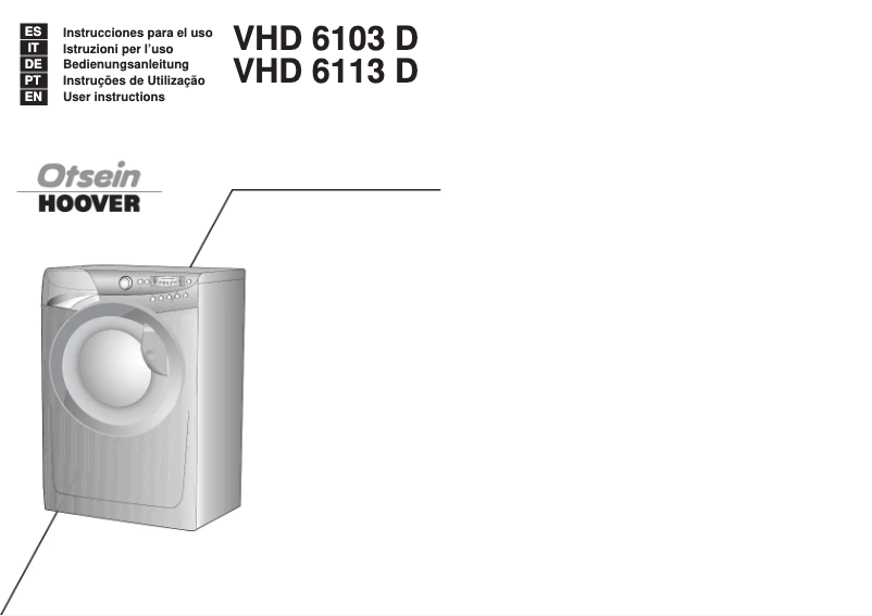 Page n°1 - Manuel utilisateur Hoover VHDS 6113 D04S