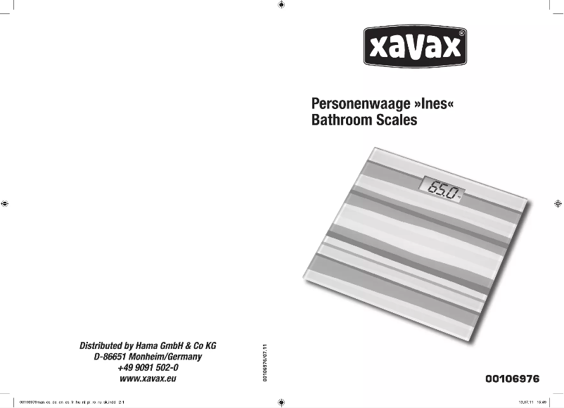 Page 1 de la notice Manuel utilisateur Xavax Ines