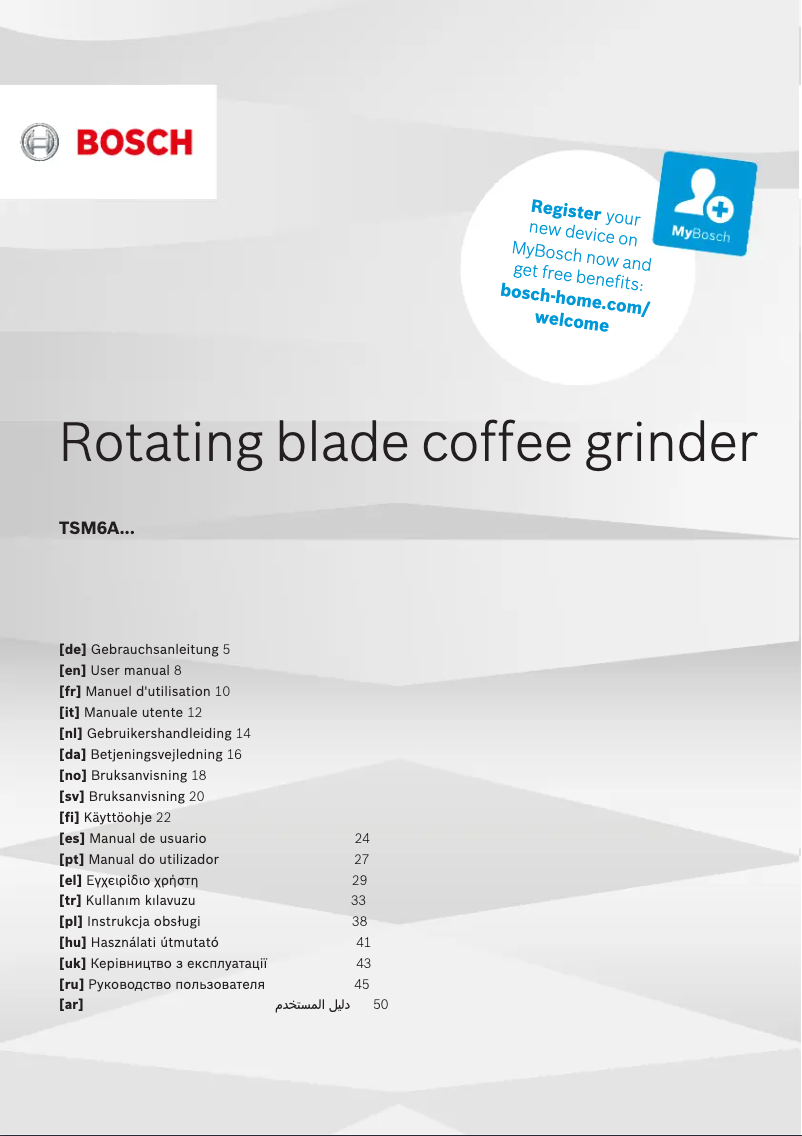 Page 1 de la notice Manuel utilisateur Bosch MKM6003NGB