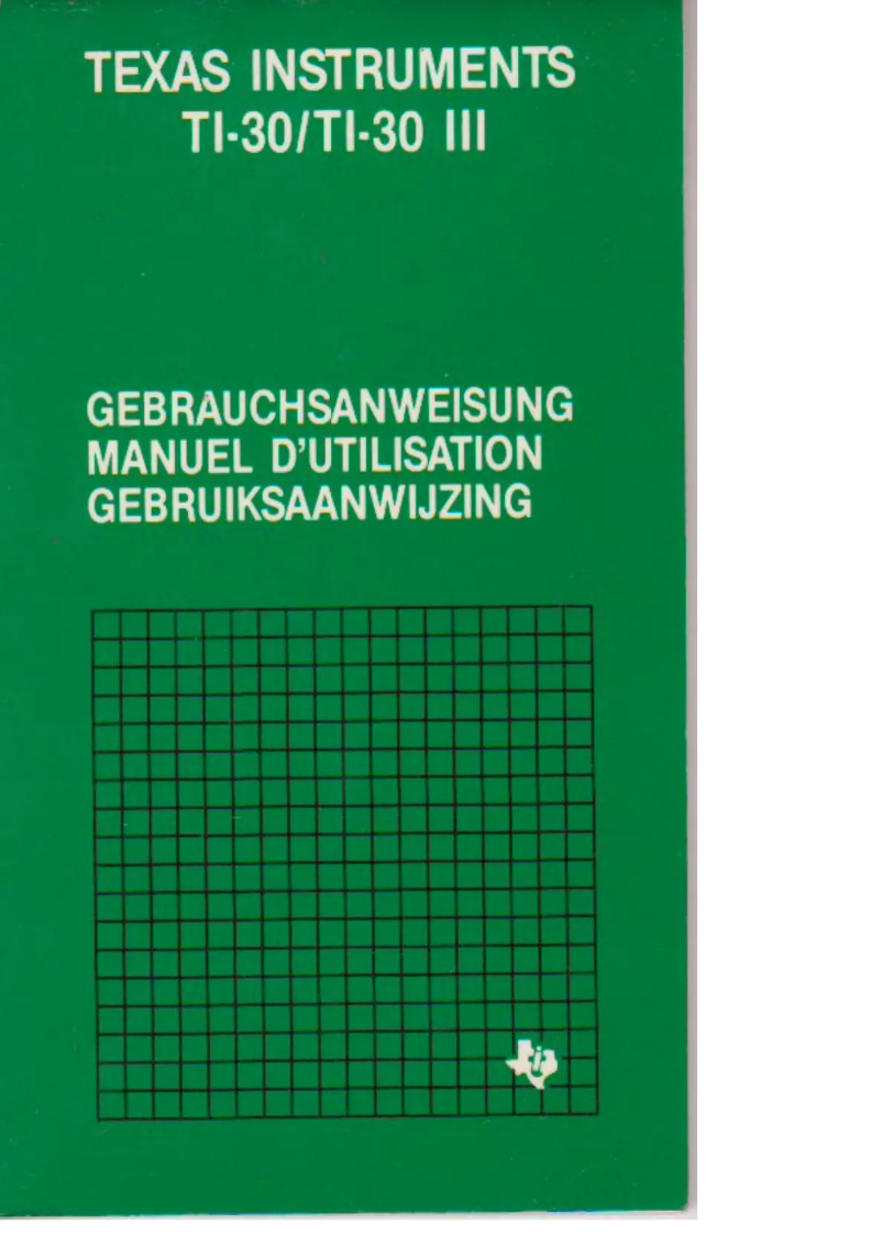 Page n°1 - Manuel utilisateur Texas Instruments TI-30