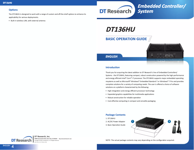 Page 1 de la notice Manuel utilisateur DT Research DT136HU