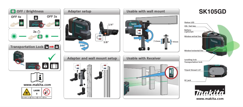 Page n°1 - Manuel utilisateur Makita SK105GDZ