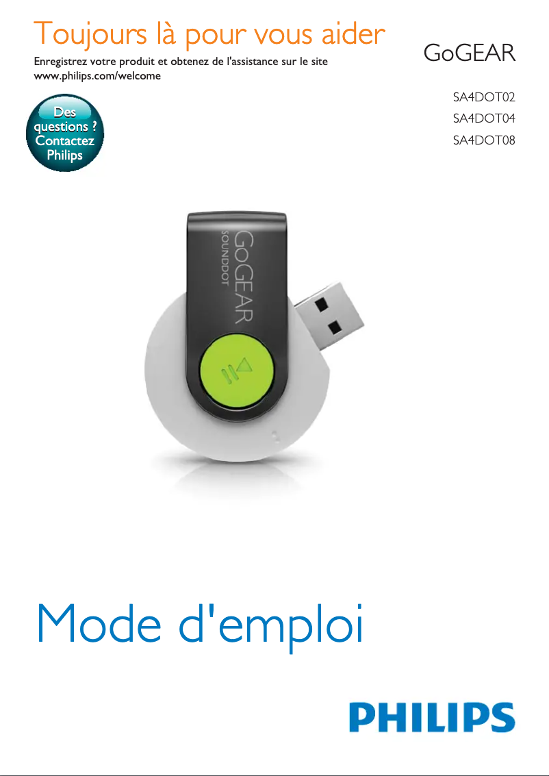 Page 1 de la notice Manuel utilisateur Philips GoGEAR SoundDot
