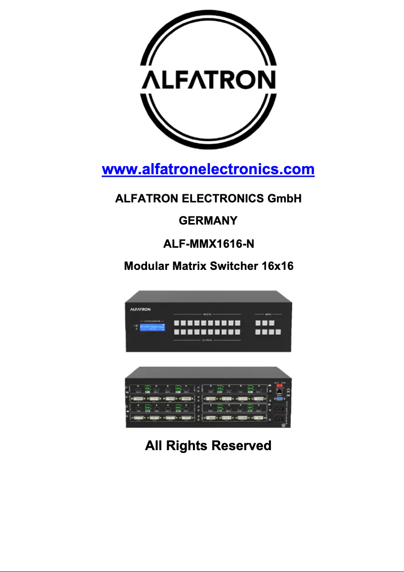 Page n°1 - Manuel utilisateur Alfatron ALF-MMX1616-N
