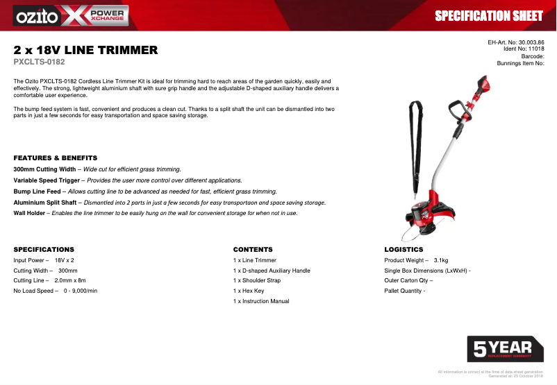 Image de la première page du manuel de l'appareil PXCLTS-0182