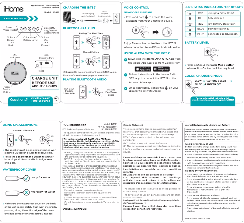 Página 1 del manual Manual de usuario iHome iBT621