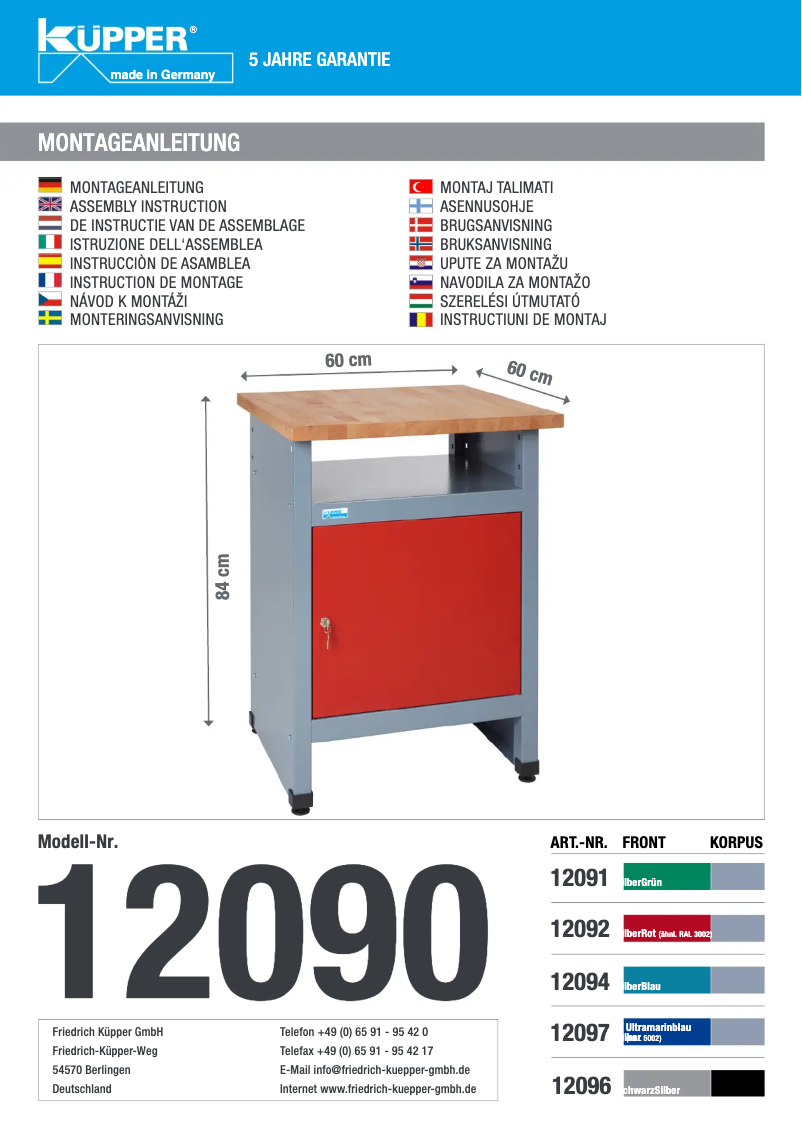 Page 1 de la notice Manuel utilisateur Küpper 12097