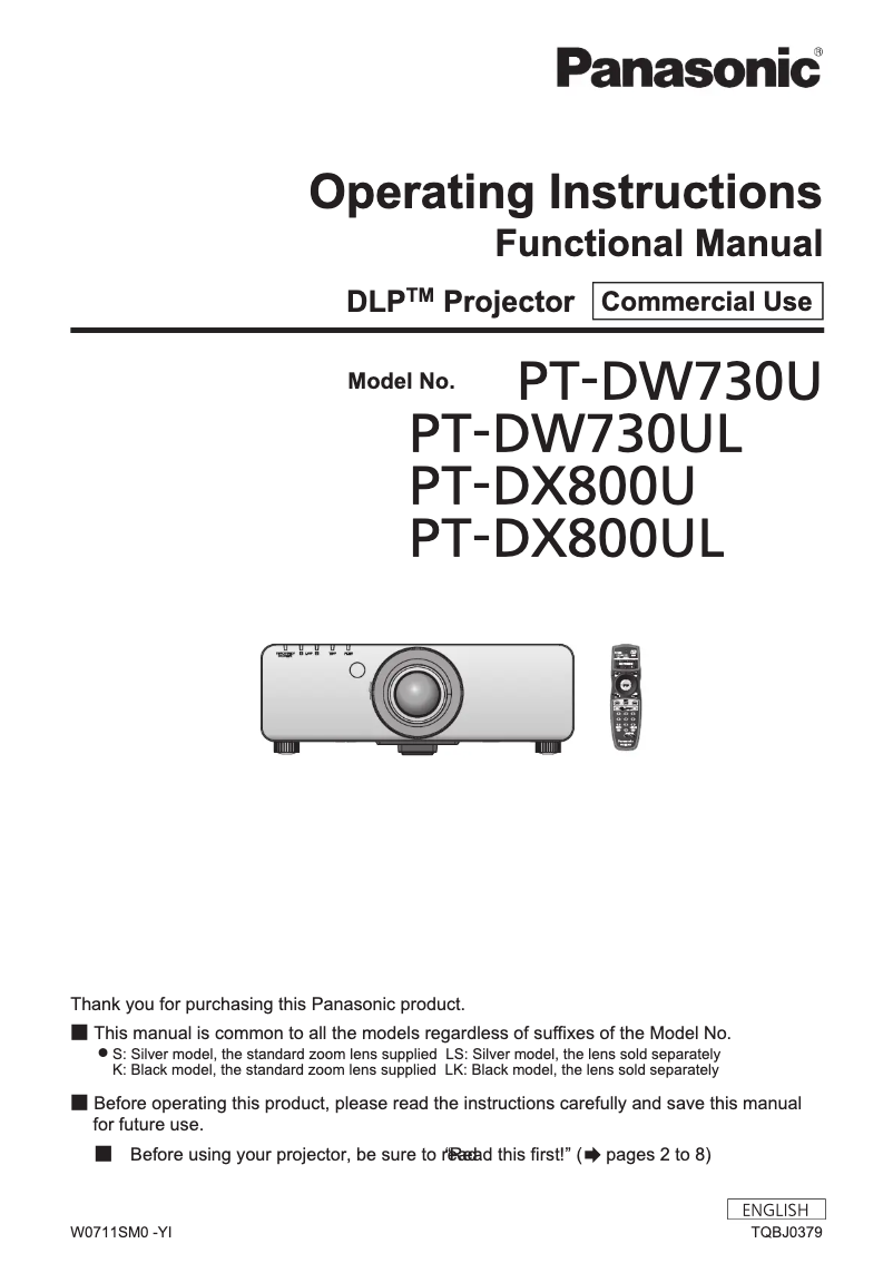 Página 1 del manual Manual de usuario Panasonic PT-DX800