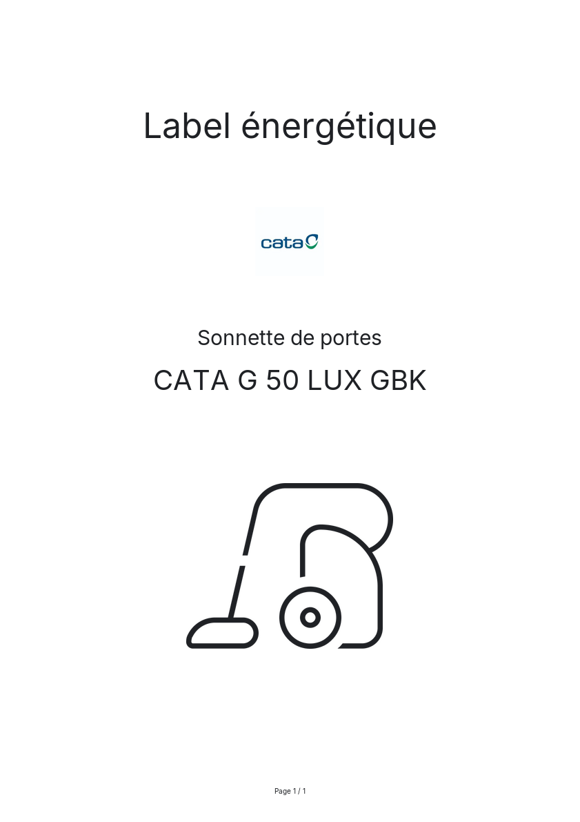 Page n°1 - Label énergétique CATA G 50 LUX GBK