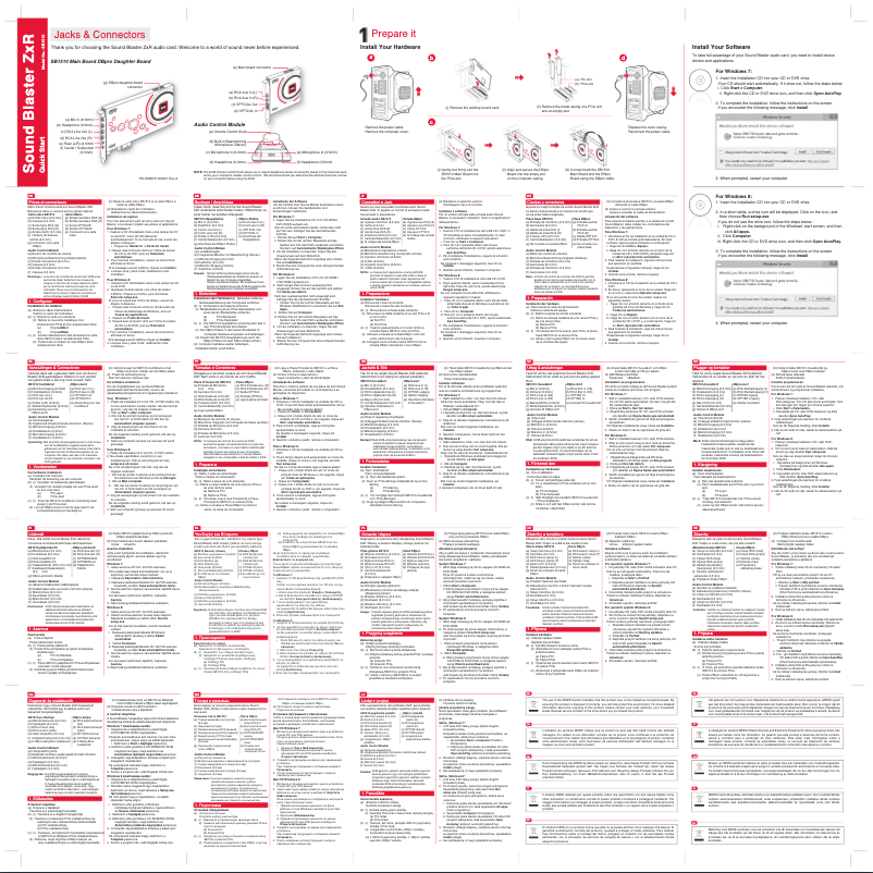 Page 1 de la notice Guide de démarrage rapide Creative Sound Blaster ZxR