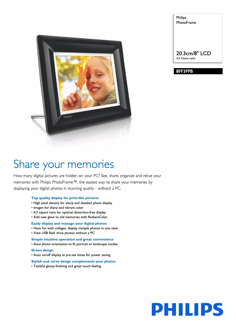 Page 1 de la notice Brochure Philips 8FF3FPB