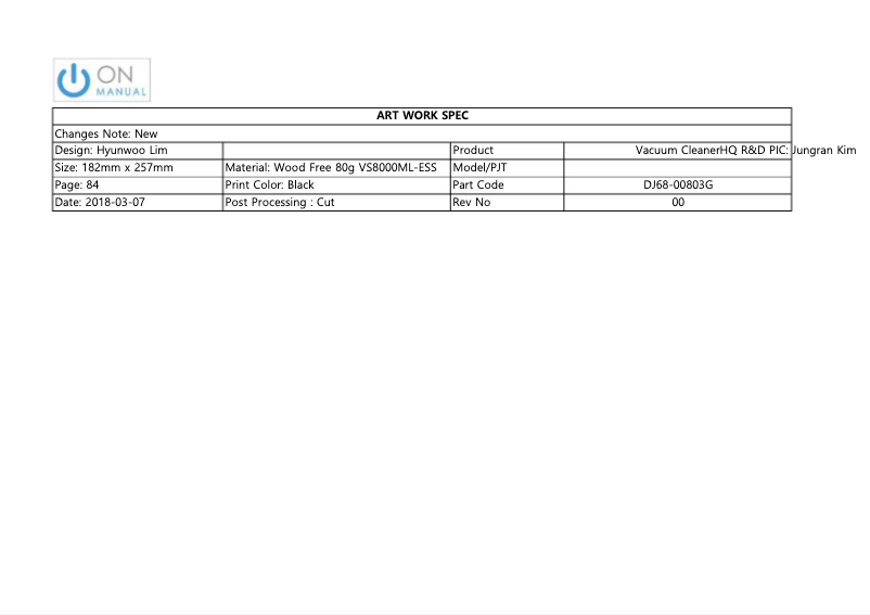 Page 1 de la notice Manuel utilisateur Samsung POWERstick PRO VS8000 Complete