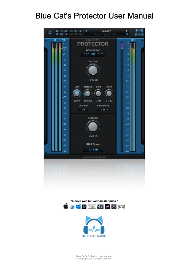Page 1 de la notice Manuel utilisateur Blue Cat Audio Protector