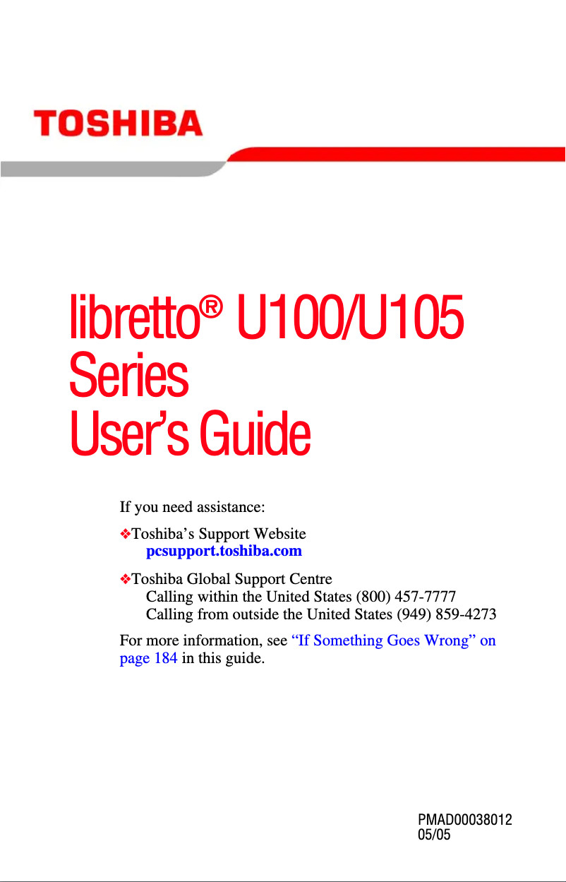 Page n°1 - Manuel utilisateur Toshiba Libretto U105