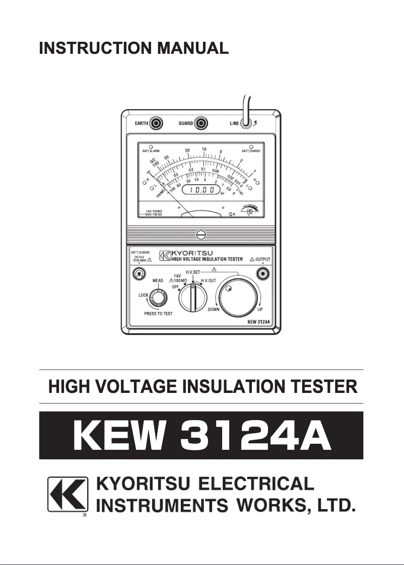 Page 1 de la notice Manuel utilisateur Kyoritsu KEW3124A