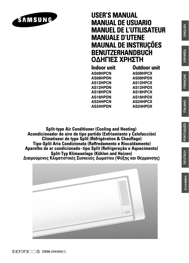 Page 1 de la notice Manuel utilisateur Samsung AS09HPCX