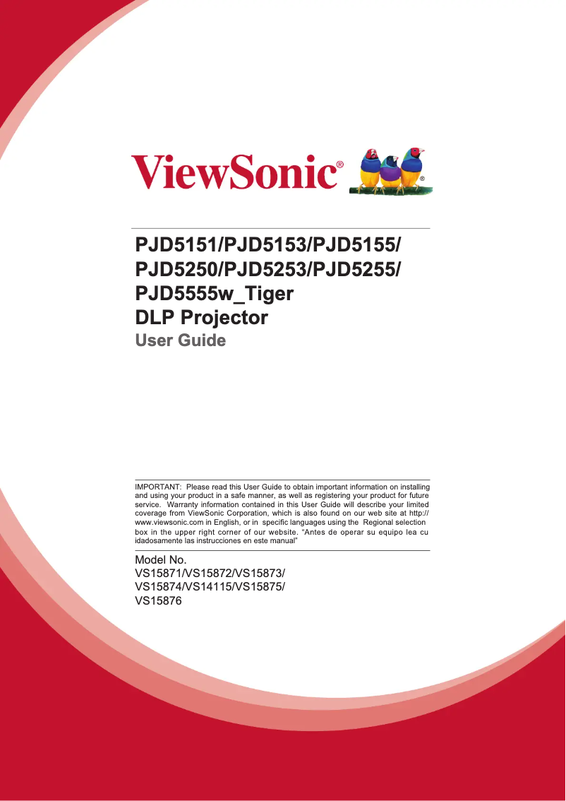 Page 1 de la notice Manuel utilisateur Viewsonic PJD5250