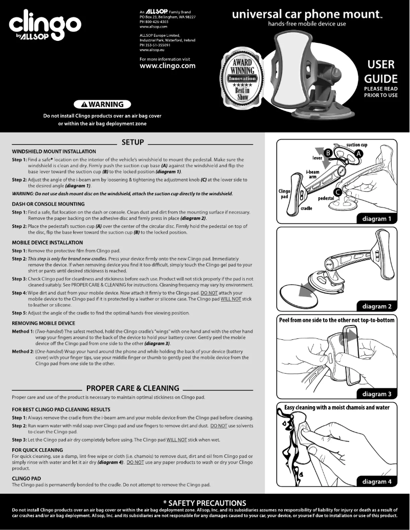 Page n°1 - Manuel utilisateur Clingo Universal