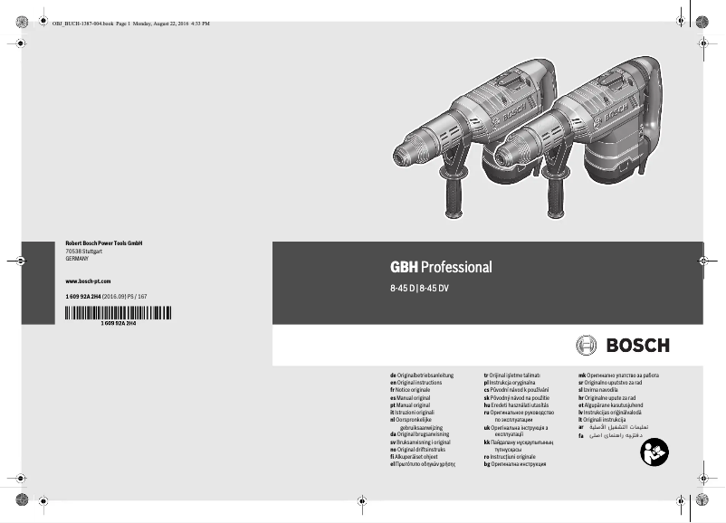 Page n°1 - Manuel utilisateur Bosch GBH 8-45 DV Professional