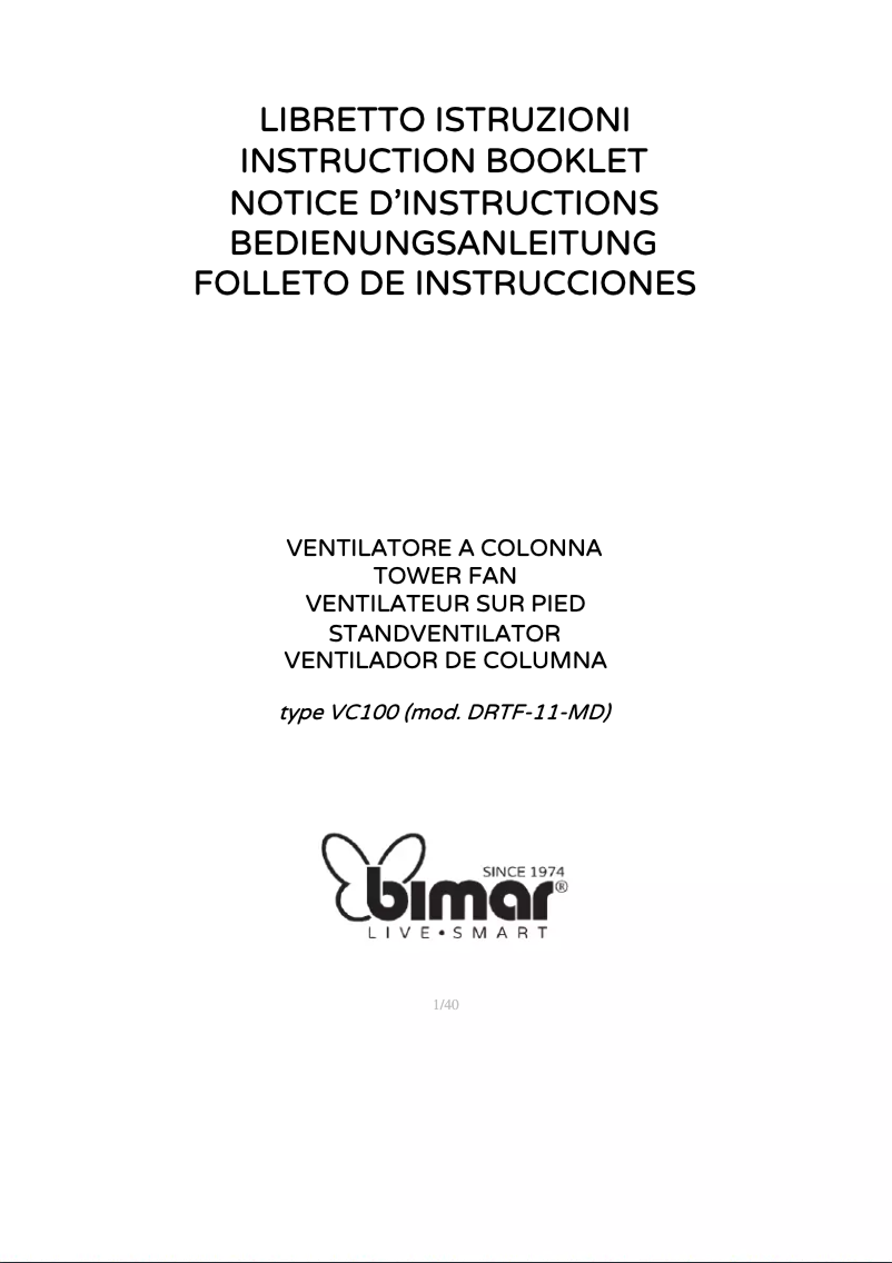 Page n°1 - Manuel utilisateur Bimar VC100