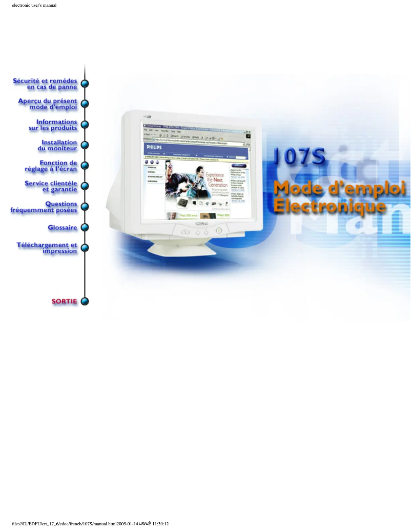 Page n°1 - Manuel utilisateur Philips 107S61