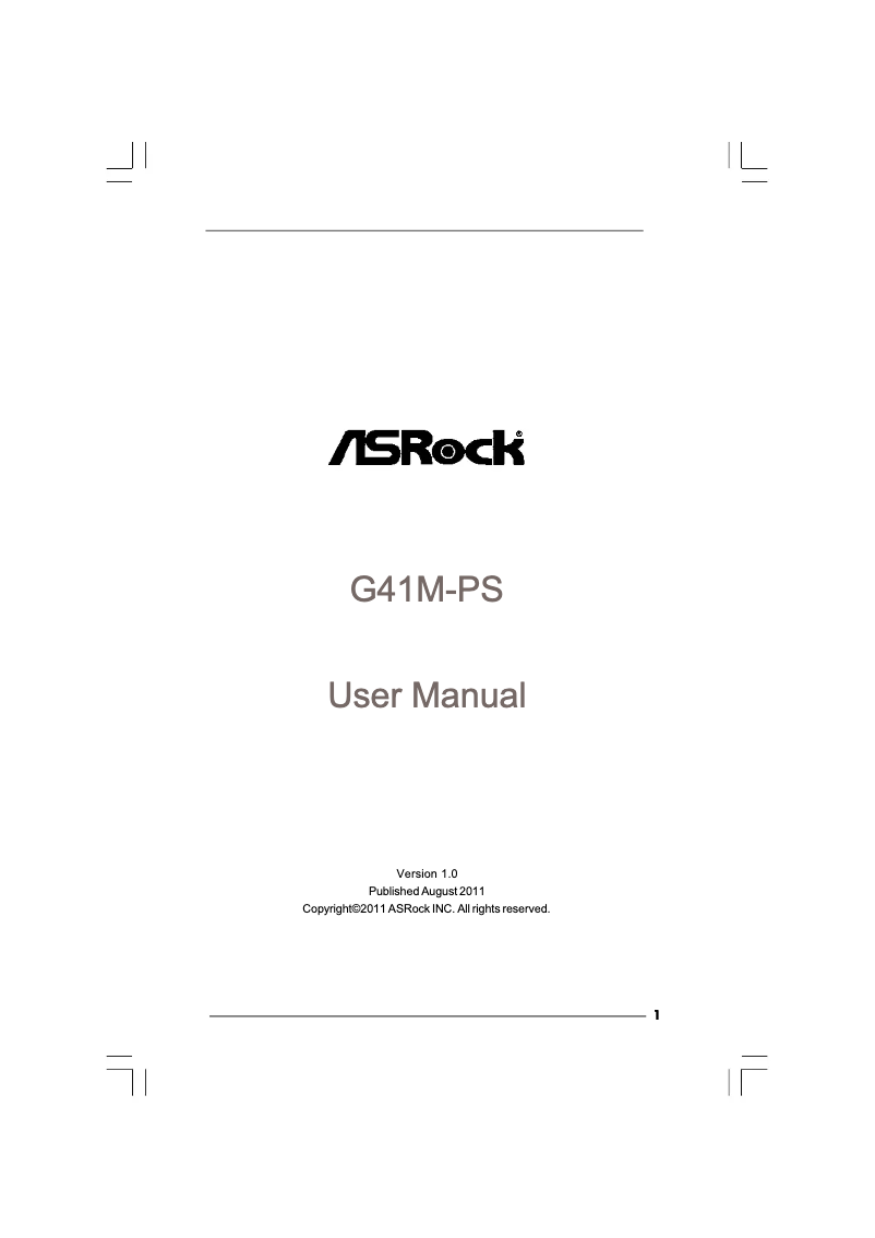 Page 1 de la notice Manuel utilisateur Asrock G41M-PS