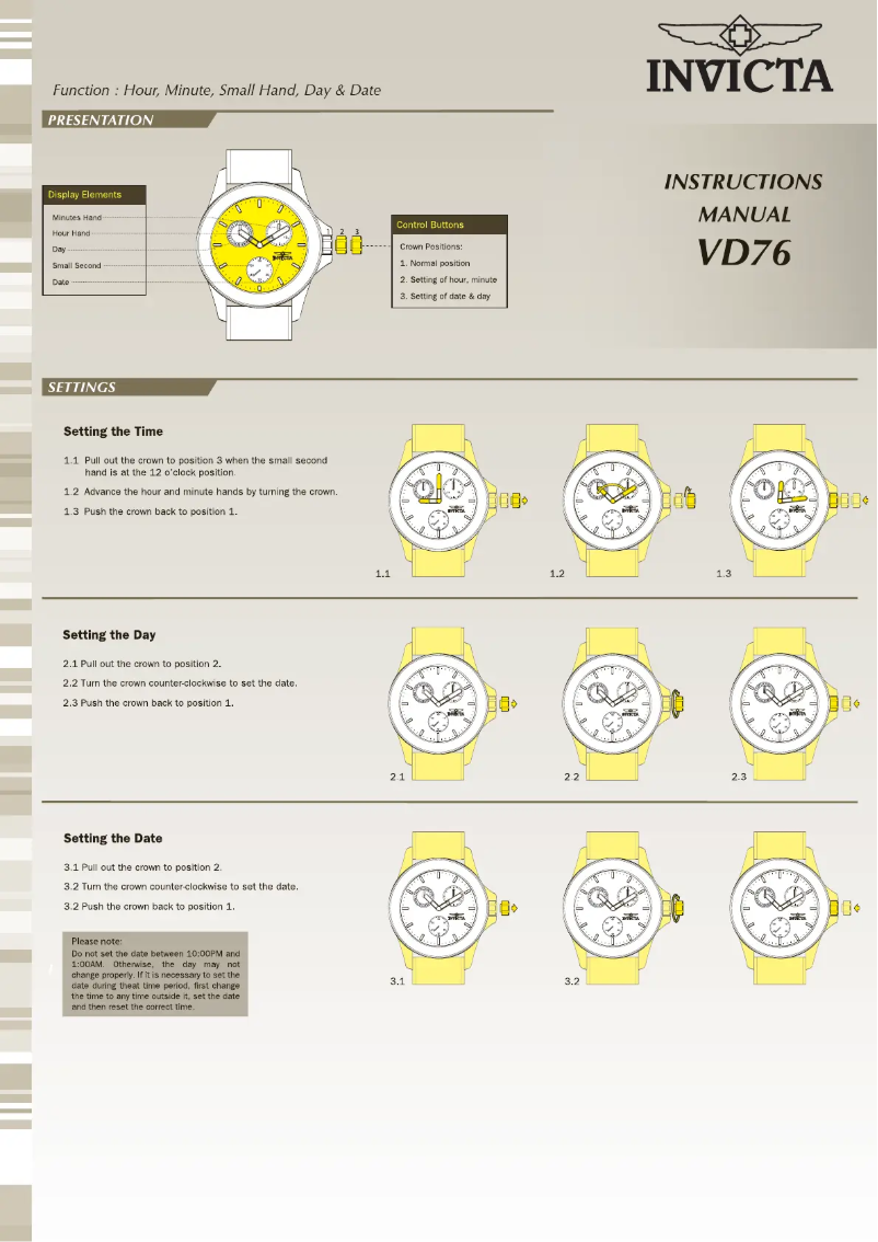 Page n°1 - Manuel utilisateur Invicta Angel 21770